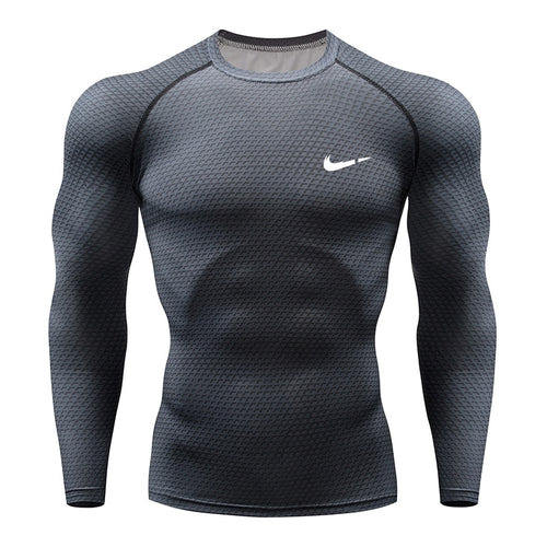 2019 Running Shirt Men 3D Print Gym Fitness Rashguard MMA Long Sleeve Running T-Shirt Brand Bodybuilding workout Shirts Tops