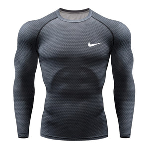 2019 Running Shirt Men 3D Print Gym Fitness Rashguard MMA Long Sleeve Running T-Shirt Brand Bodybuilding workout Shirts Tops