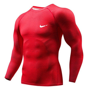 2019 Running Shirt Men 3D Print Gym Fitness Rashguard MMA Long Sleeve Running T-Shirt Brand Bodybuilding workout Shirts Tops