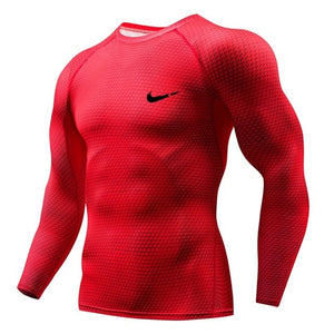 2019 Running Shirt Men 3D Print Gym Fitness Rashguard MMA Long Sleeve Running T-Shirt Brand Bodybuilding workout Shirts Tops