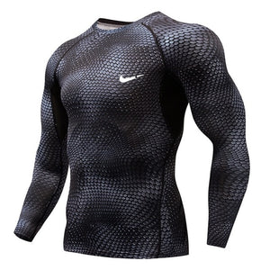 2019 Running Shirt Men 3D Print Gym Fitness Rashguard MMA Long Sleeve Running T-Shirt Brand Bodybuilding workout Shirts Tops