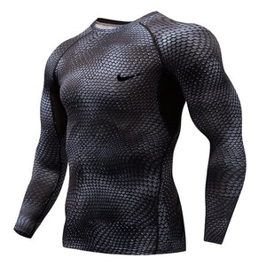 2019 Running Shirt Men 3D Print Gym Fitness Rashguard MMA Long Sleeve Running T-Shirt Brand Bodybuilding workout Shirts Tops