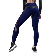 Charger l'image dans la galerie, Mesh Splice Sport Leggings Fitness Women High Waist Yoga Pants Breathable Elastic Tights Training Gym Leggins Push Up Sweatpants
