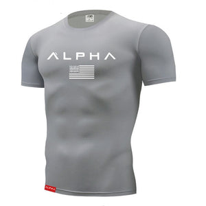 2019 Men's compression running T-shirt men jogging gym t shirt quick dry tight t-shirt mens printing fitness sport T-Shirt S-4XL