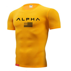 2019 Men's compression running T-shirt men jogging gym t shirt quick dry tight t-shirt mens printing fitness sport T-Shirt S-4XL