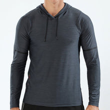 Charger l'image dans la galerie, Plain Sport T Shirts Men Long Sleeve Hooded Caps Comfortable Thin Fabric Anti-Sweat Workout Running Top Male Fitness Gym Wear