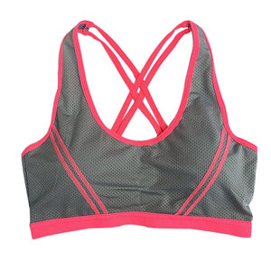 New Women Sports Bra Padded Cropped Tank Top Athletic Vest Gym Fitness Stretch Workout Yoga Tops Cross-Belt Seamless Running Bra