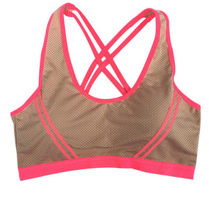 New Women Sports Bra Padded Cropped Tank Top Athletic Vest Gym Fitness Stretch Workout Yoga Tops Cross-Belt Seamless Running Bra