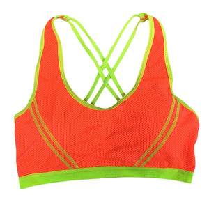 New Women Sports Bra Padded Cropped Tank Top Athletic Vest Gym Fitness Stretch Workout Yoga Tops Cross-Belt Seamless Running Bra