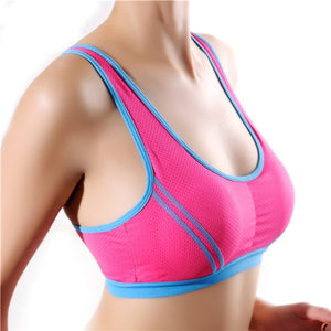 New Women Sports Bra Padded Cropped Tank Top Athletic Vest Gym Fitness Stretch Workout Yoga Tops Cross-Belt Seamless Running Bra