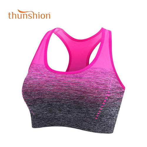 THUNSHION Sports Bra High Stretch Breathable Top Fitness Women Padded for Running Yoga Gym Seamless Crop Bra Gradient Sport Bra